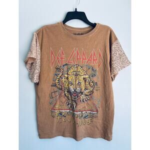 Def Leppard Vintage T-Shirt Hysteria Tour Sparkle Sleeves